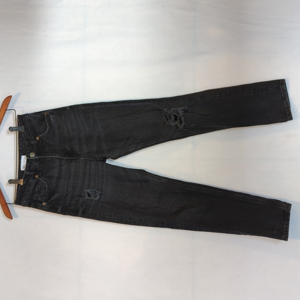 ZARA Black High Rise‎ Skinny Distressed Jeans 4